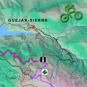 Ruta recorrido ciclista al Veleta desde Güéjar-Sierra: Recorte Mapa Cartográfico