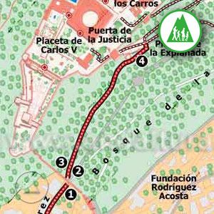 Acceso a la ruta de Plaza Nueva a la Alhambra por la izquierda