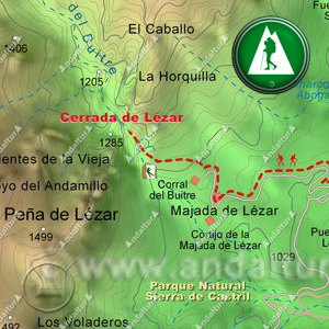 Ruta de Senderismo a la Cerrada de Lézar : Recorte Mapa Cartográfico