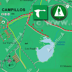 Ruta de Senderismo y ornitológica de Campillos a Laguna Salada y del Cerero : Recorte Mapa Cartográfico