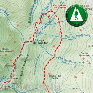 Ruta de Senderismo circular de Capileira al Cortijo de las Tomas: Recorte Mapa Cartográfico