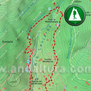 Ruta de Senderismo circular por el Castañar de Lanjarón: Recorte Mapa Cartográfico