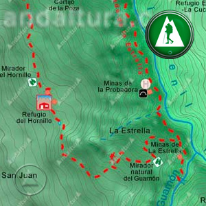 Ruta de Senderismo circular a los Cortijos y el Refugio del Hornillo: Recorte Mapa Cartográfico