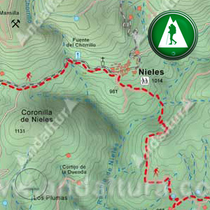 Ruta de Senderismo del Gran Recorrido GR142 de Cástaras a Lobras: Recorte Mapa Cartográfico