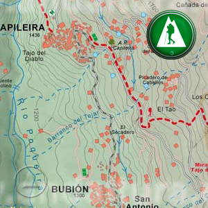 Ruta Sendero Sulayr - GR240 - El Partidor - Mirador del Tajo del Ángel: Recorte Mapa Cartográfico