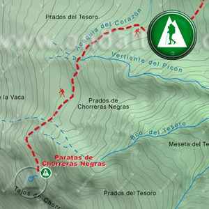 Ruta Senderismo de Jérez del Marquesado - Paratas de Chorreras Negras - Sendero del Avión: Recorte Mapa Cartográfico