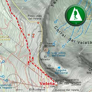 Ruta de Senderismo de Hoya de la Mora al Veleta - directa: Recorte Mapa Cartográfico