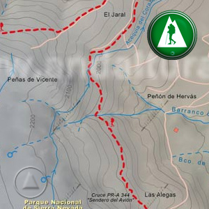 Ruta Sendero Sulayr - GR240 - Loma de Enmedio - Loma del Espino: Recorte Mapa Cartográfico