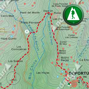Ruta de Senderismo del Gran Recorrido E4/GR7 de Lanjarón a la Ermita del Padre Eterno: Recorte Mapa Cartográfico