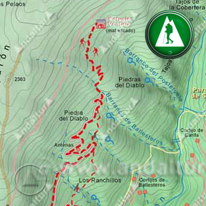 Ruta de Senderismo de Lanjarón al Refugio Ventura: Recorte Mapa Cartográfico