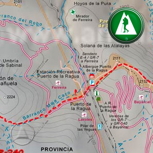Ruta Sendero Sulayr - GR240 - Las Chorreras - Collado de la Cabañuela: Recorte Mapa Cartográfico