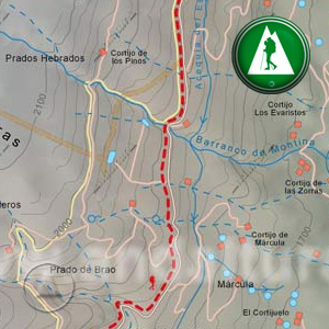 Ruta Sendero Sulayr - GR240 - Los Pradillos - Prados de Granada: Recorte Mapa Cartográfico