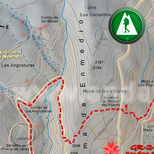 Ruta Sendero Sulayr - GR240 - Prados de Granada - Acequia de Mecina: Recorte Mapa Cartográfico