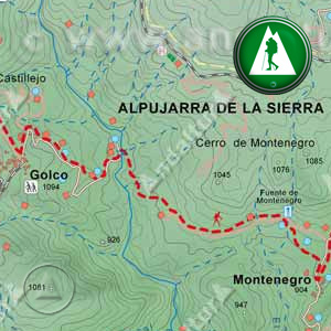 Ruta de Senderismo del Gran Recorrido E4/GR7 de Mecina-Bombarón a Yegen: Recorte Mapa Cartográfico