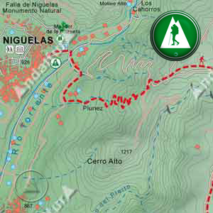 Ruta de Senderismo del Gran Recorrido E4/GR7 de Nigüelas a Lanjarón: Recorte Mapa Cartográfico