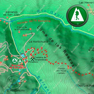 Ruta de Senderismo del Hotel del Duque a los Cortijos del Hornillo: Recorte Mapa Cartográfico