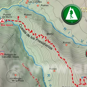 Ruta Sendero Sulayr - GR240 - Río Vadillo - Río Genil: Recorte Mapa Cartográfico