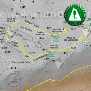 Ruta Amarilla de Senderismo por el Torcal de Antequera: Recorte Mapa Cartográfico