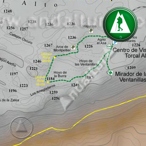 Ruta Verde de Senderismo por el Torcal de Antequera: Recorte Mapa Cartográfico