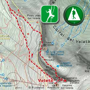 Ruta Senderismo y Escalada Hoya de la Mora - Veleta por la vía Fidel Fierro Recorte Mapa Cartográfico