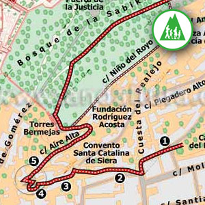 Acceso a la ruta del Campo del Príncipe a la Alhambra por la Cuesta de Santa Catalina
