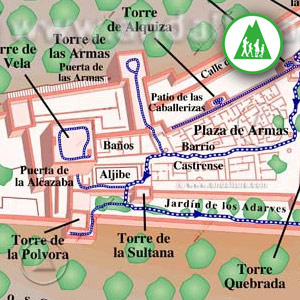 Recorrido por la Alcazaba de la Alhambra: Recorte Mapa Cartográfico