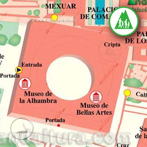 Recorrido por el Palacio de Carlos V de la Alhambra: Recorte Mapa Cartográfico