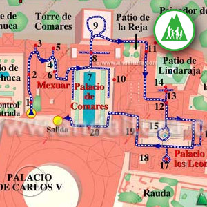 Recorrido nocturno por los Palacios Nazaríes de la Alhambra: Recorte Mapa Cartográfico
