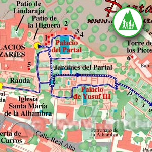 Recorrido por el Partal de la Alhambra: Recorte Mapa Cartográfico