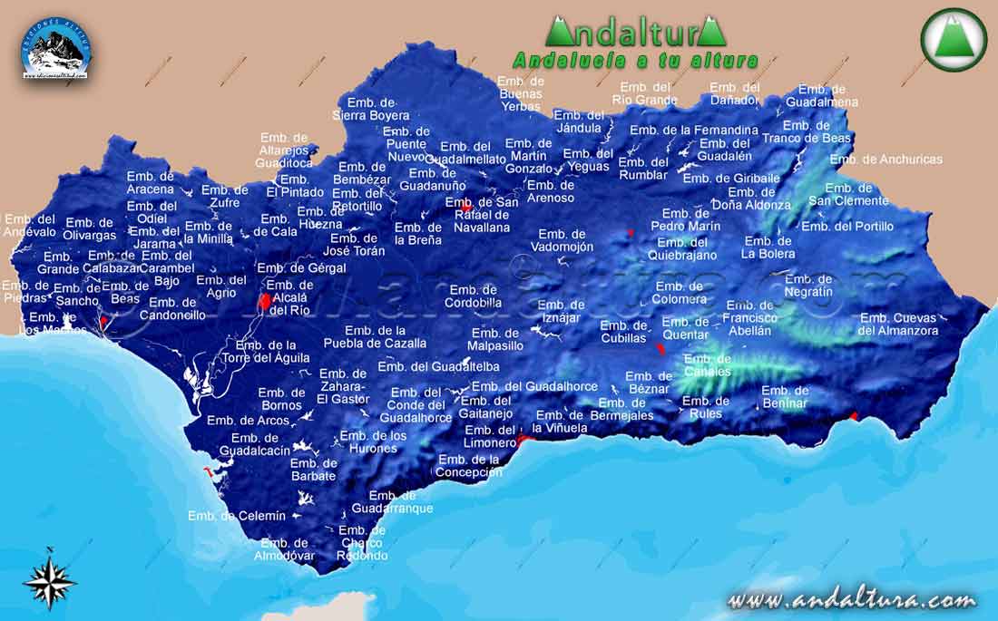 Mapa de Pantanos y Embalses de Andalucía
