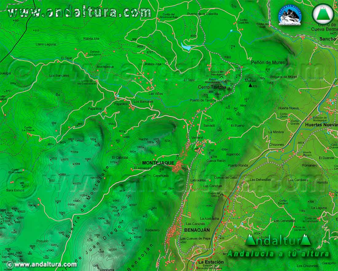 Mapa Cartografico de la Ruta de Senderismo del Cerro Tavizna y la Cueva del Hundidero