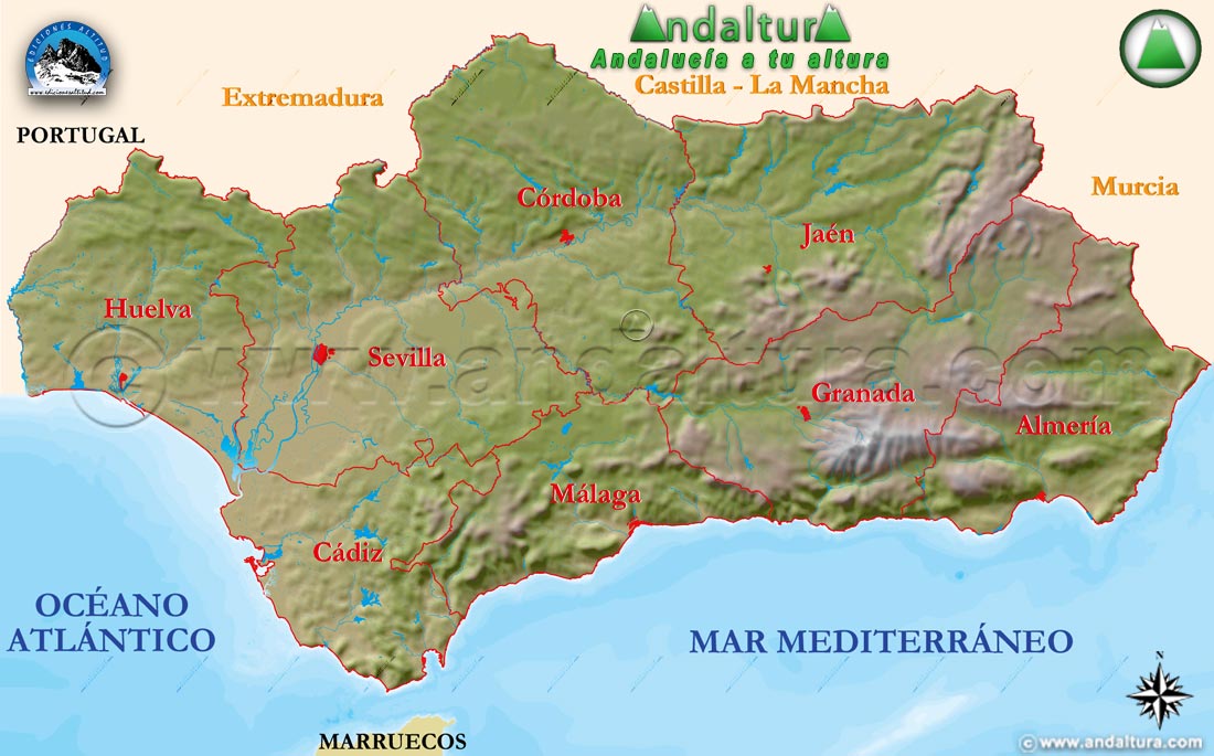 Mapa de situación de las Provincias de Andalucía
