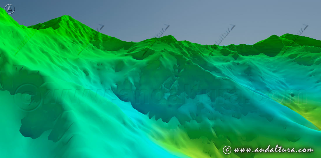 Imagen virtual del Mulhacén, Puntal de la Caldera y el Veleta, entre otros Tresmiles de Sierra Nevada