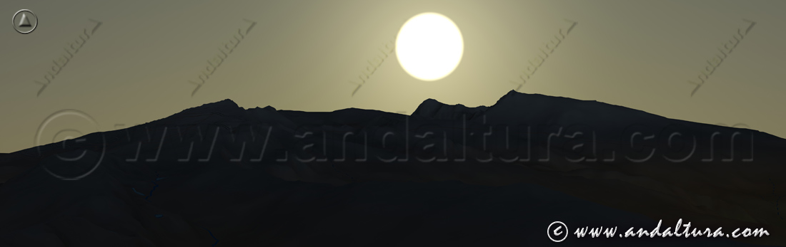 Imagen virtual del amanecer sobre los Colosos de Sierra Nevada