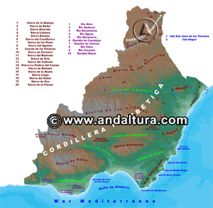 Mapa del Relieve y Sierras de la Provincia de Almería: Acceso a los Contenidos