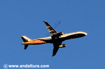 Avión aterrizando en el Aeropuerto de Almería