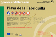 Cartel de la Playa de la Fabriquilla en el Parque Natural Cabo de Gata - Níjar