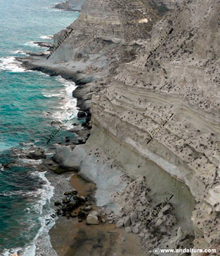 Cala de Enmedio y acantilados fósiles - Guía de Playas de Níjar