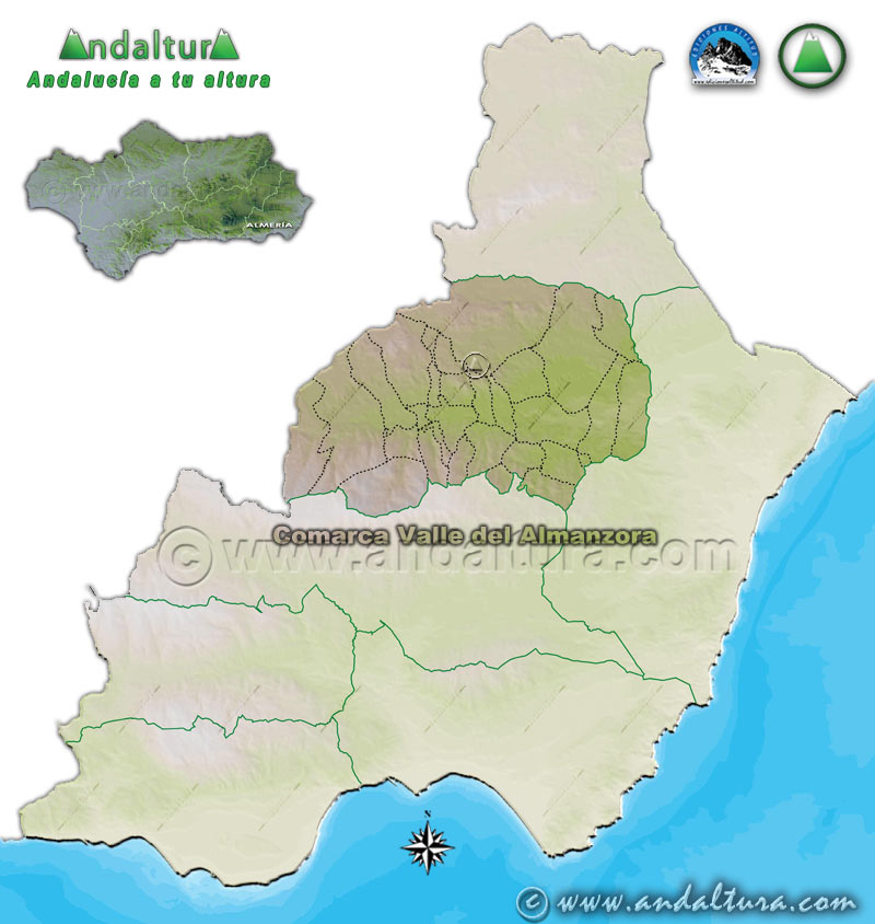 Comarca Valle del Almanzora: Mapa de Situación en la Provincia de Almería