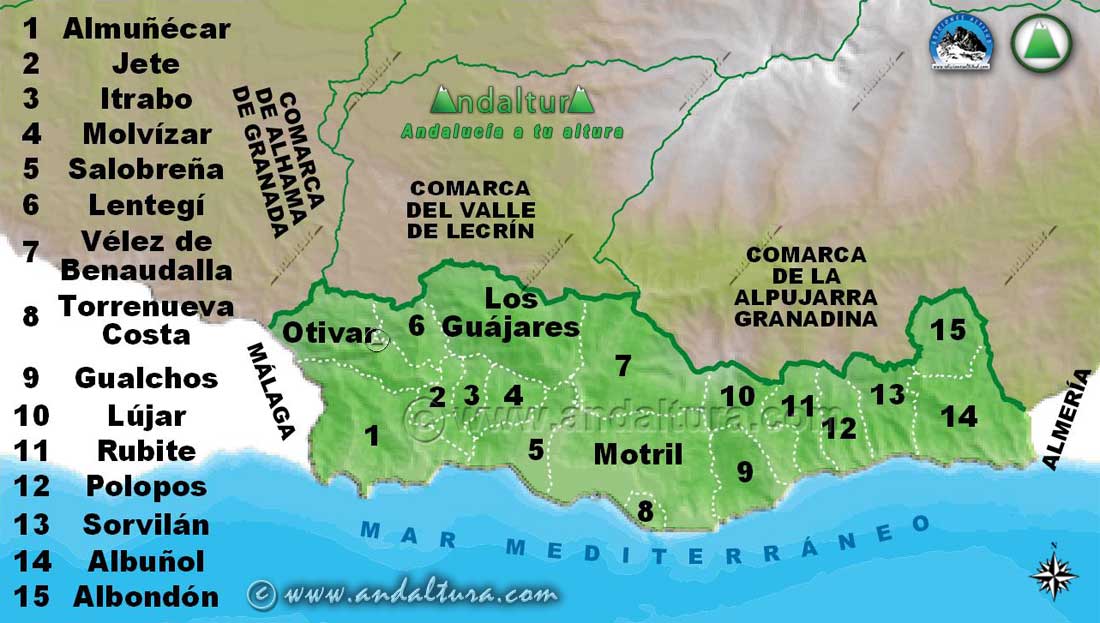 Mapa de los Municipios de la Comarca Costa