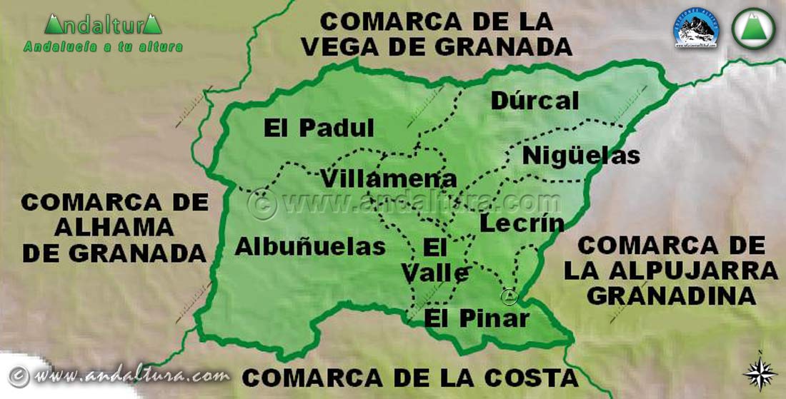 Mapa de los Municipios de la Comarca Valle de Lecrín