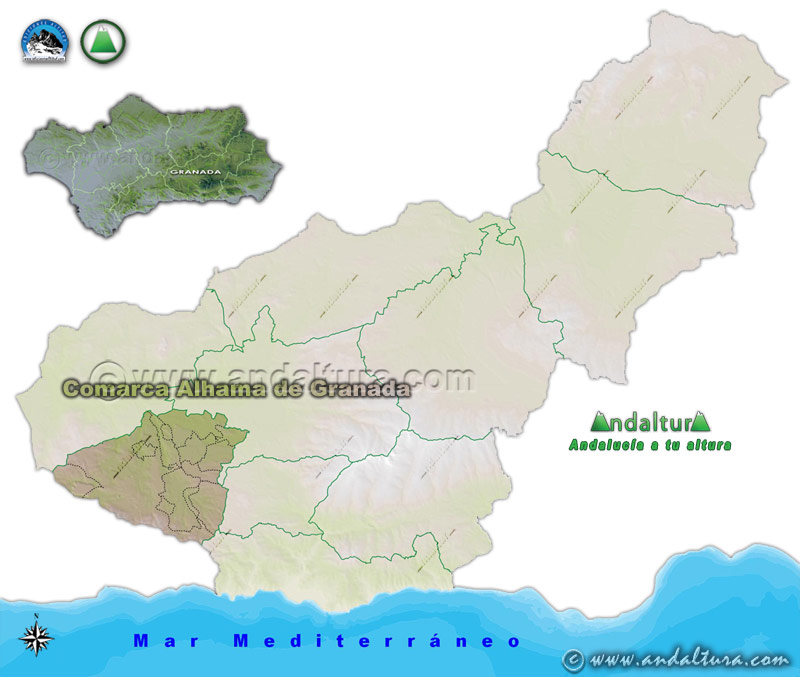 Comarca Alhama de Granada: Mapa de Situación en la Provincia de Granada