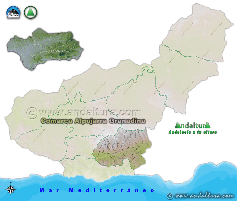 Comarca Alpujarra Granadina: Mapa de Situación en la Provincia de Granada