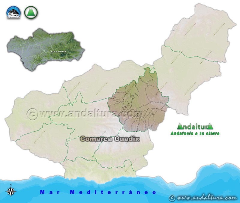 Comarca Guadix: Mapa de Situación en la Provincia de Granada