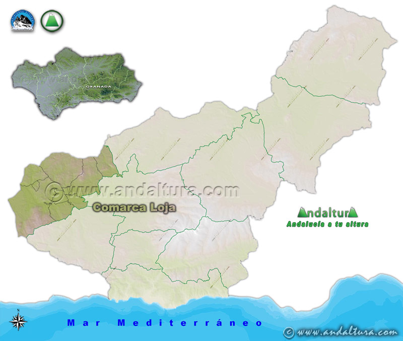 Comarca Loja: Mapa de Situación en la Provincia de Granada