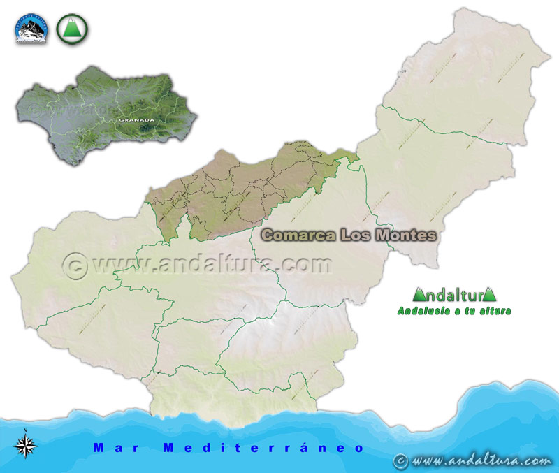 Comarca Los Montes: Mapa de Situación en la Provincia de Granada