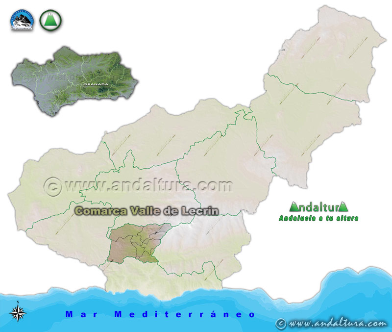 Comarca Valle de Lecrín: Mapa de Situación en la Provincia de Granada