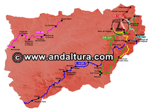 Mapa de los Grandes Recorridos - GR - de la Provincia de Jaén: Acceso a los Contenidos