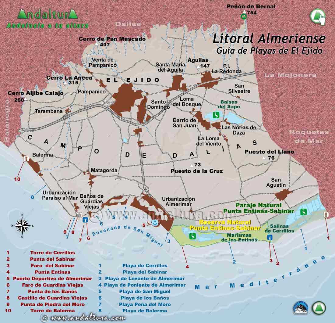 Mapa del Litoral y Guía de Playas de El Ejido