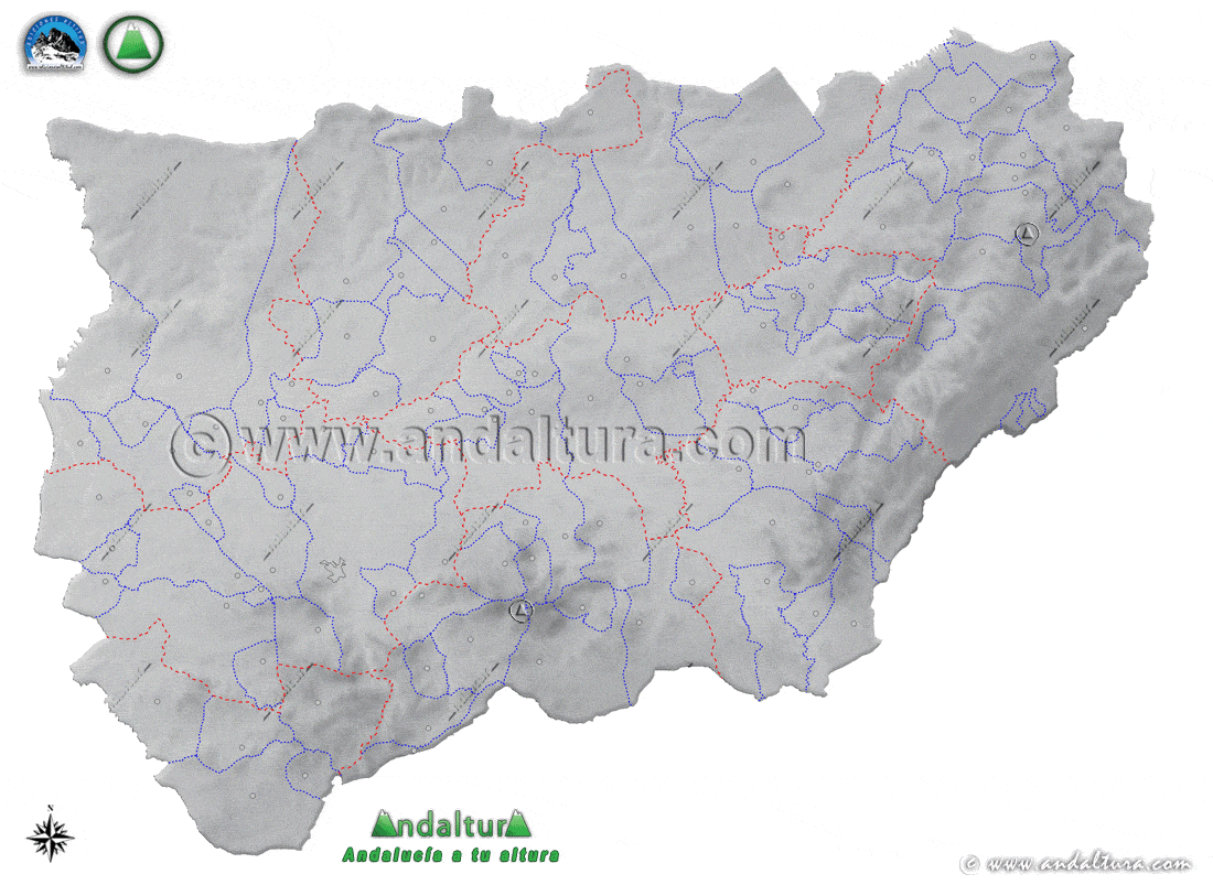 Mapa GIF limites municipales y municipios de Jaén